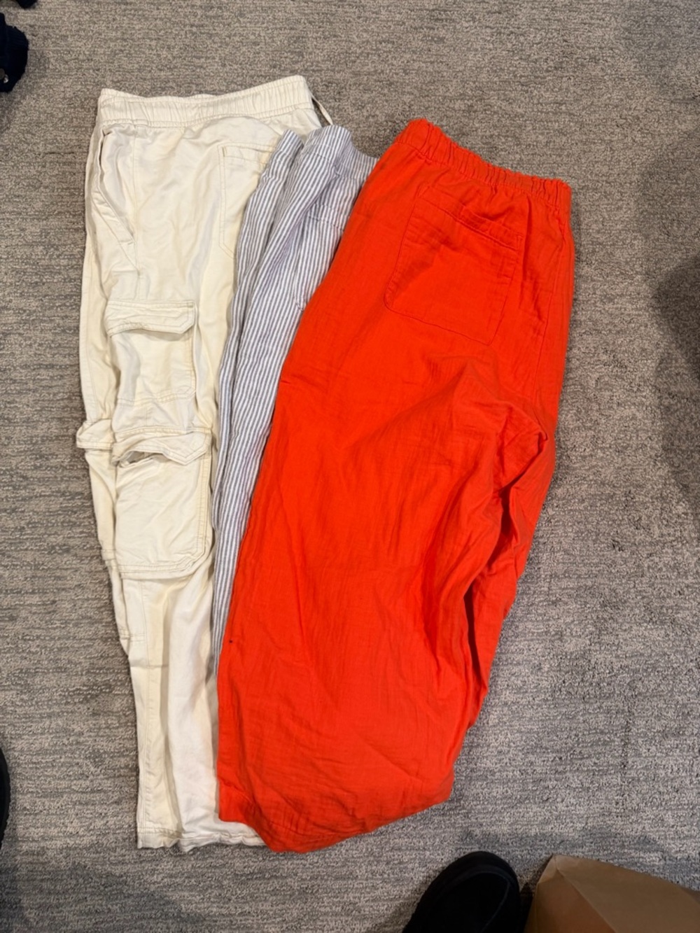 OLD NAVY 3 pair Light Pants - White, blue stripe Orange (nwt) 2X one price all 3